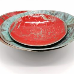 Coupoles en métal rouge et turquoise en version large et mini